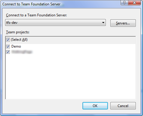 Connect to Team Foundation Server Dialog in TFS2008