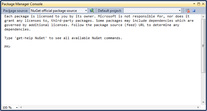 The Package Manager Console Lets You Type in Commands